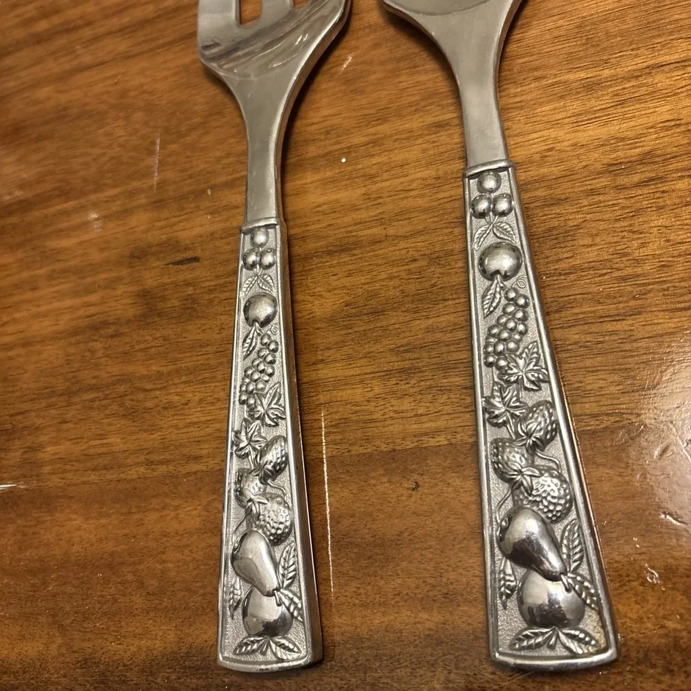 Set Of 2 - Lenox Organic Salad Serving Set Pressed‎ Aluminum 13